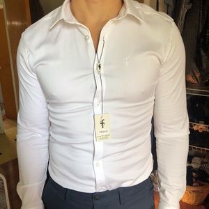 Father Sons Stretch Slim Fit men’s shirt - White